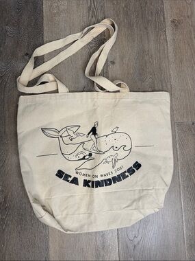 Surf Contest WOW Sea Kindness Canvas Tote Bag - Cream